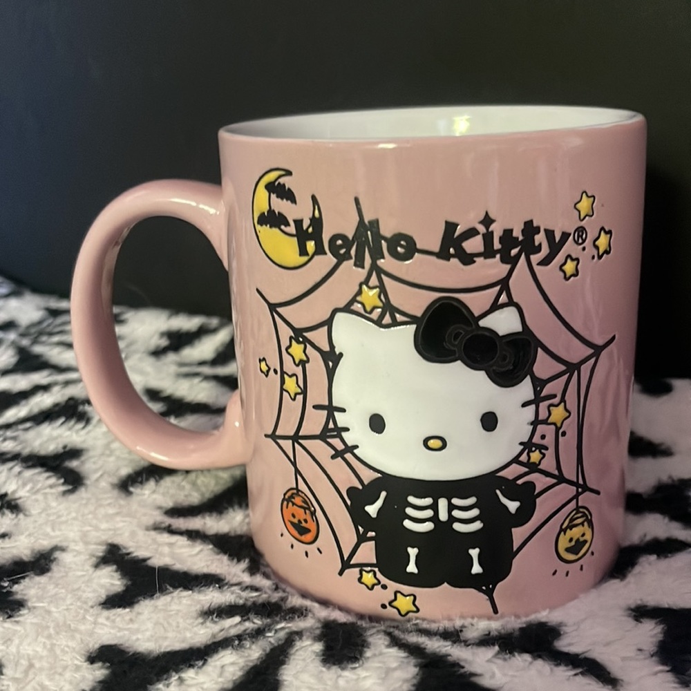 NEW HELLO KITTY Pastel Pink š©· Halloween Mug Skeleton - Picture 3 of 4